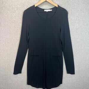 See By Chloe Black Long Sleeve Jersey Dress With Faux Front Pockets Size 8 EUC
